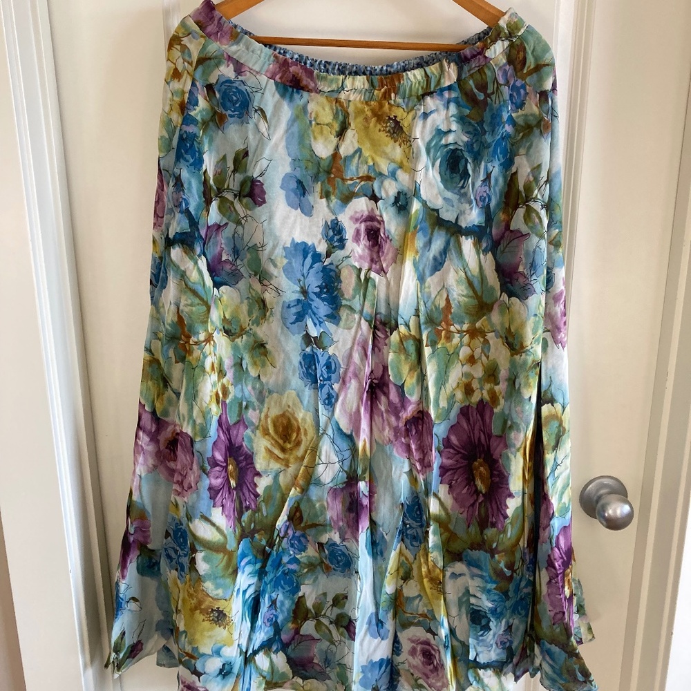 Floral Reversible Flowy Maxi Skirt Sz L-XL in EUC
